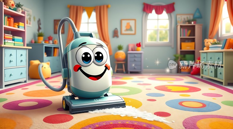 卡通吸尘器清洁彩色地毯