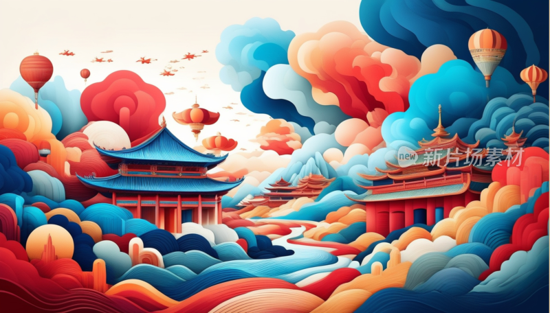 中国画山水画背景