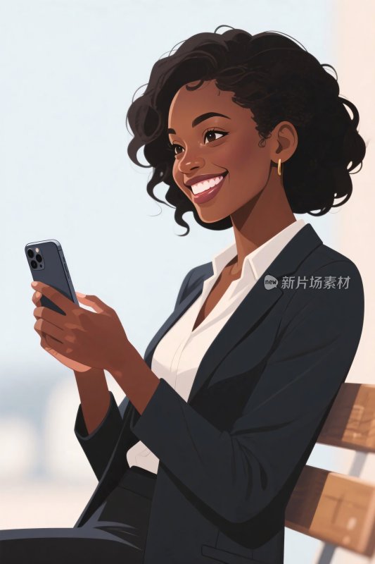 商务女性看手机插画