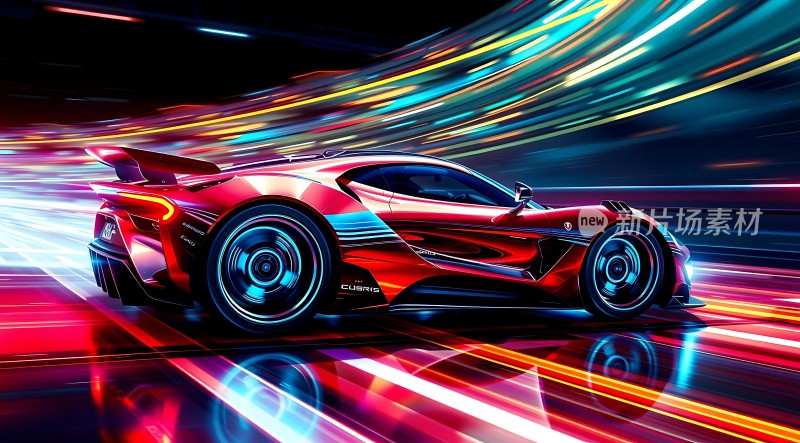 红色赛车疾驰而过速度与激情的完美展现！