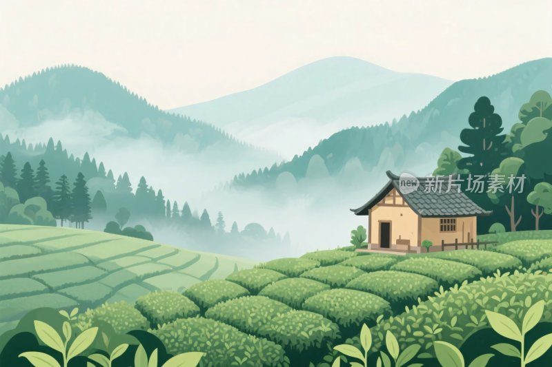 山水田园风景插画