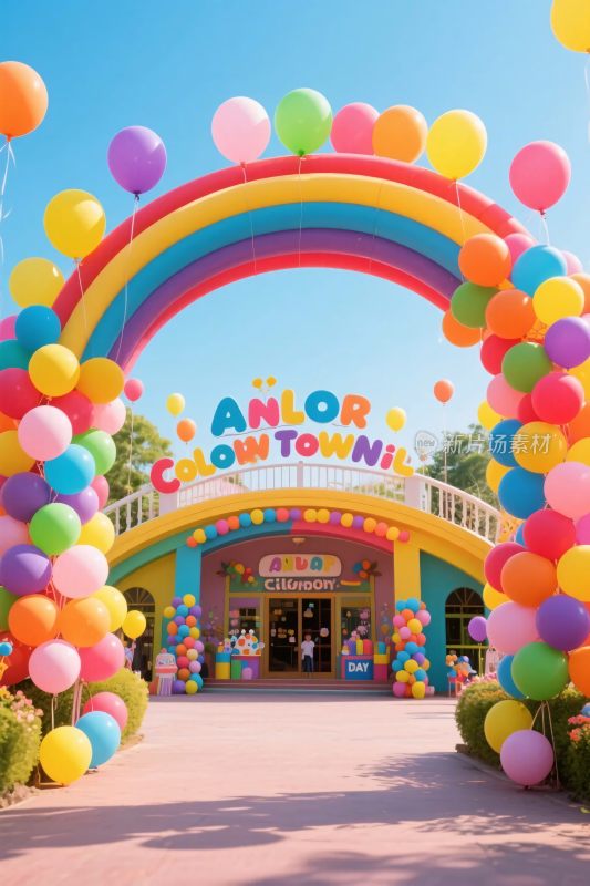 彩色气球彩虹门主题园区