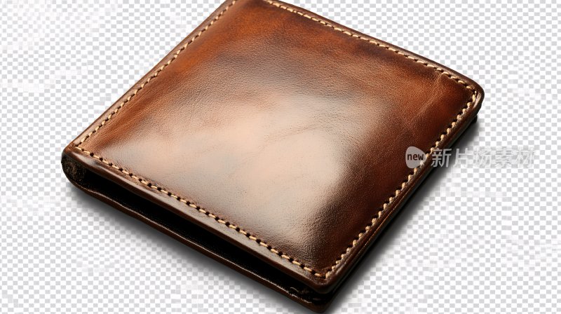 棕色皮革钱包特写
