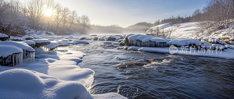 大雪冰河自然奇观冬季风光桌面背景图