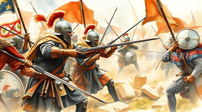 古代战场上的士兵们奋勇作战