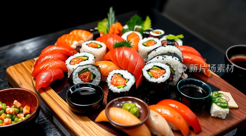 新鲜刺身拼盘美味寿司盛宴