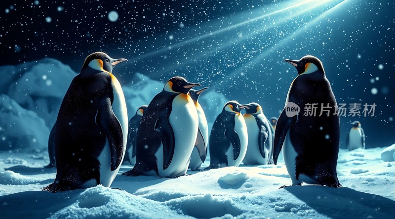 南极雪地企鹅群聚