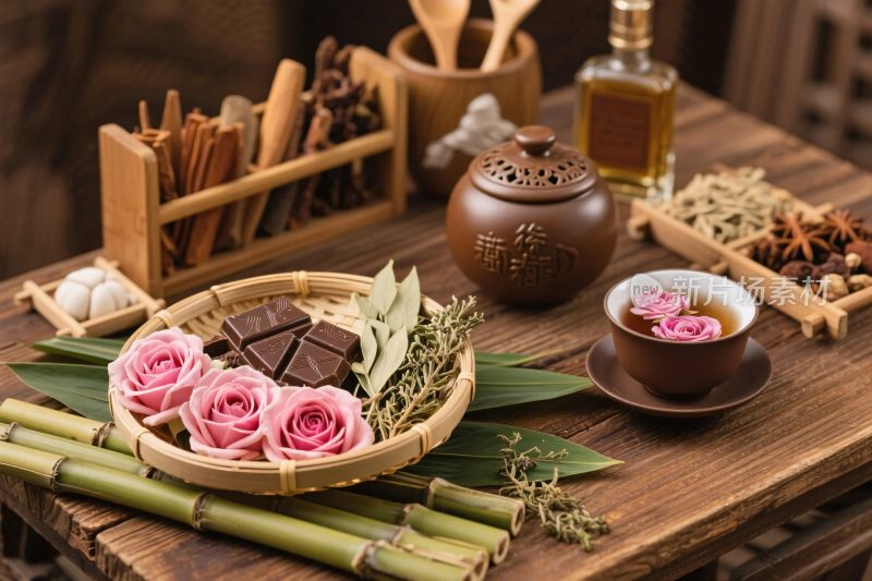 中式茶艺花艺布置