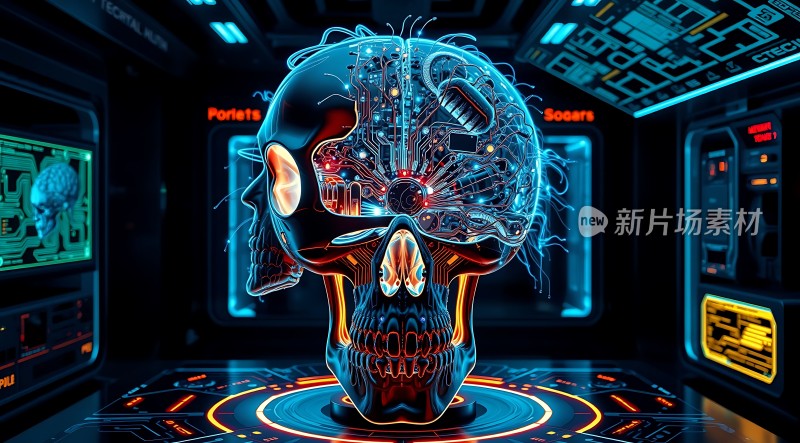 科技颅骨未来与过去的融合