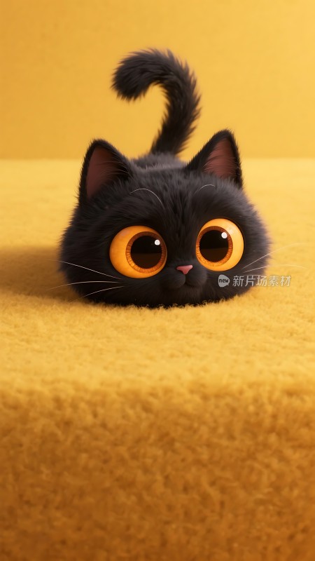 黑猫大眼萌宠探出头