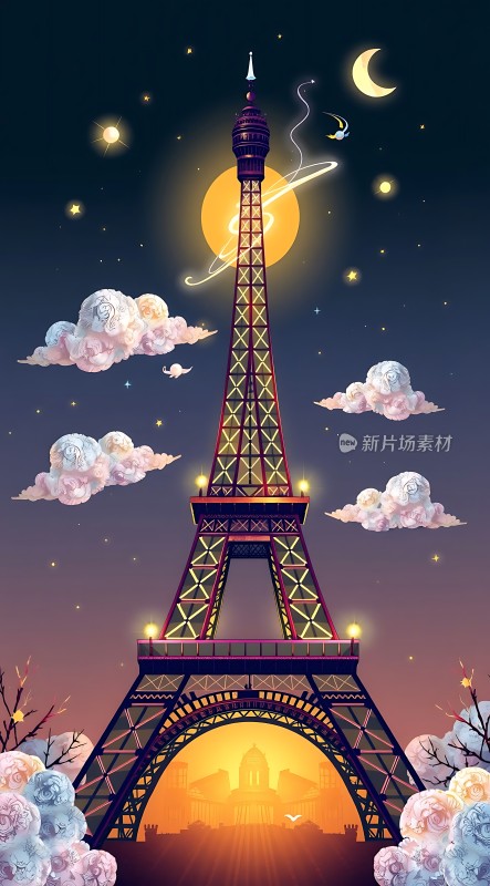 巴黎铁塔梦幻夜空