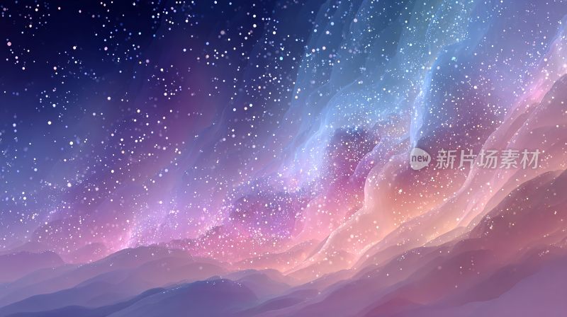 梦幻绚丽的星空与山峦景象