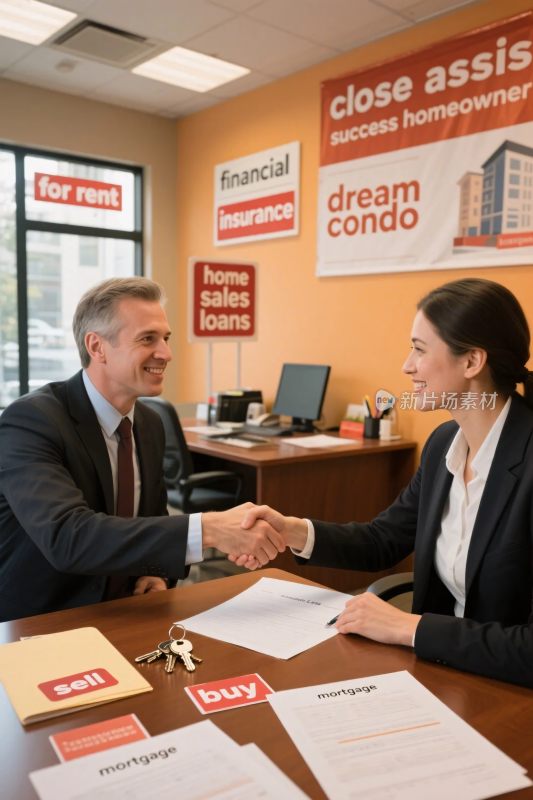 房地产洽谈握手场景
