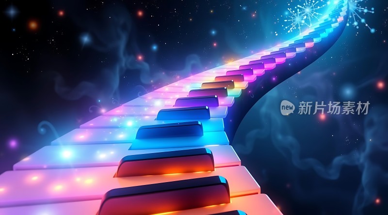 彩色钢琴键通往星空之路