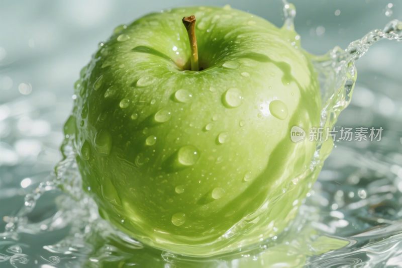 绿色苹果遇水瞬间