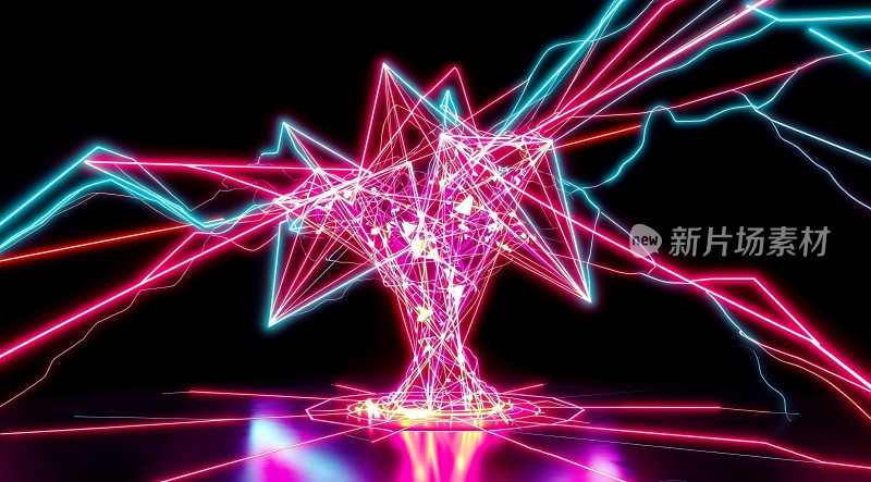 新片场素材霓虹灯下的未来世界