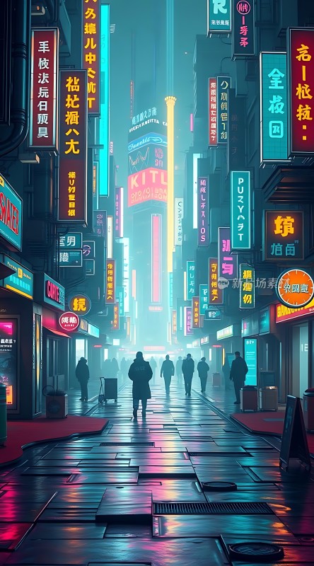 霓虹灯下的未来都市