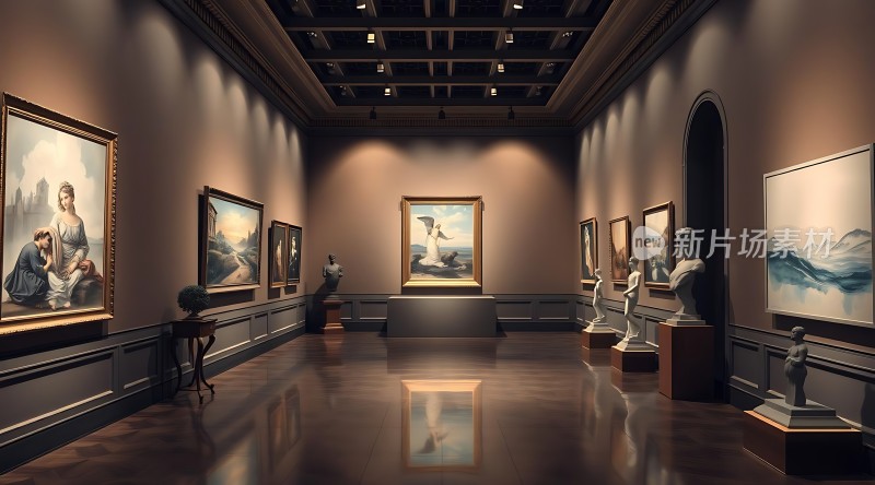 艺术殿堂经典画作与雕塑共舞