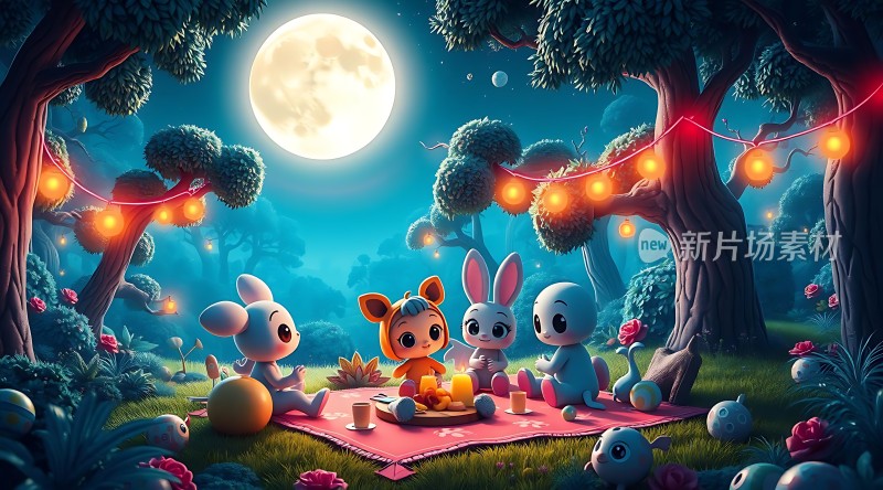 月光下的友谊野餐