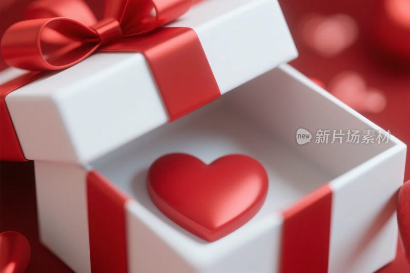 红心礼盒创意插画