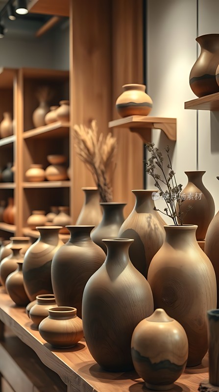 陶艺展示精美花瓶陈列