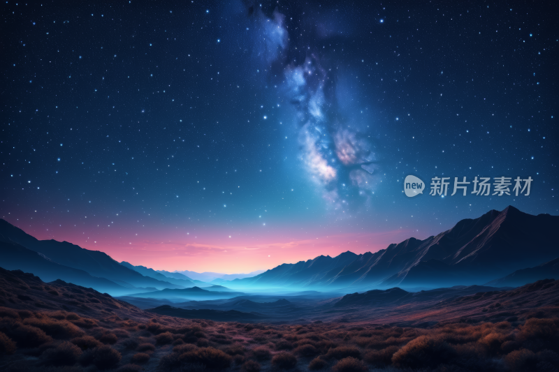 星空夜空有山脉和乳白色般的星系背景图片