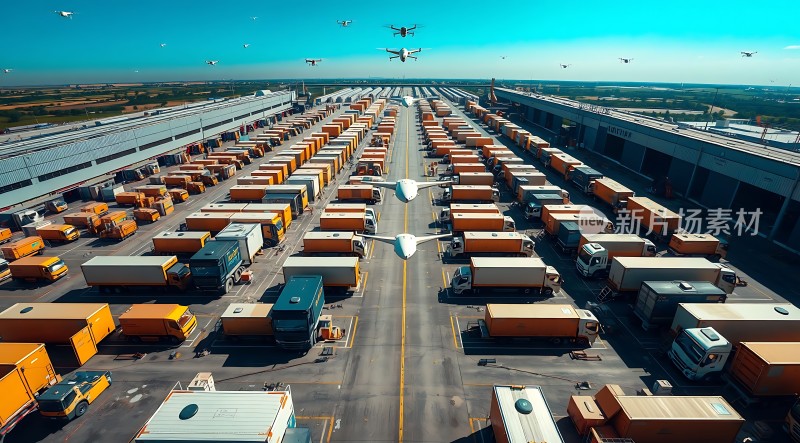 未来物流中心无人机与卡车协同作业