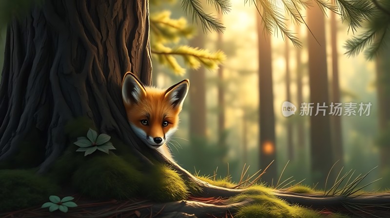 阳光下的森林小狐狸