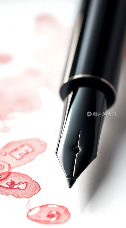 黑色钢笔与红色墨迹的艺术结合