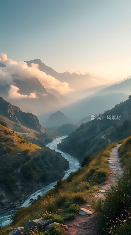 晨光中的山谷小径