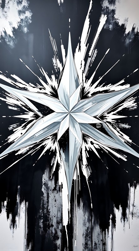 银色星芒闪耀黑背景