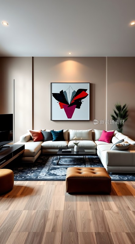 现代客厅设计简约大气色彩搭配和谐家具摆放合理