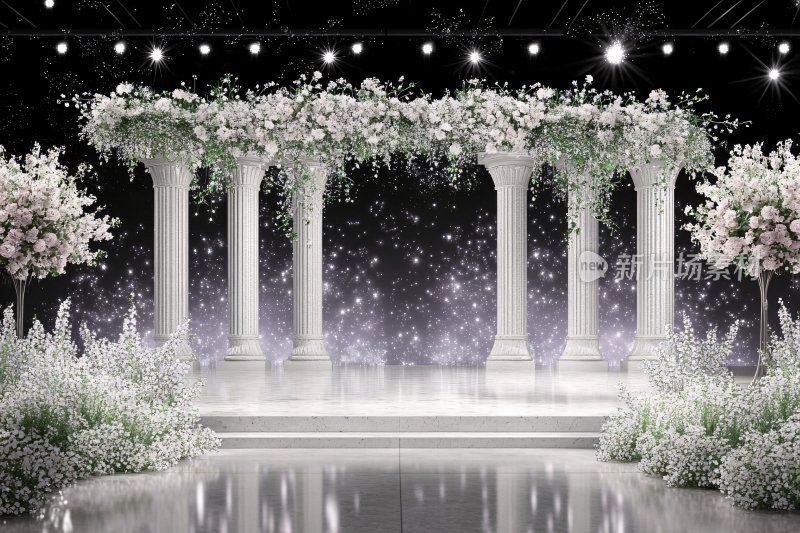 梦幻白色婚礼拱门场景