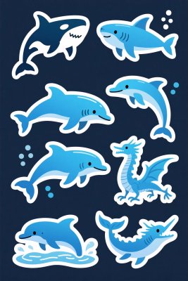卡通海洋生物贴纸 卡通海洋生物贴纸