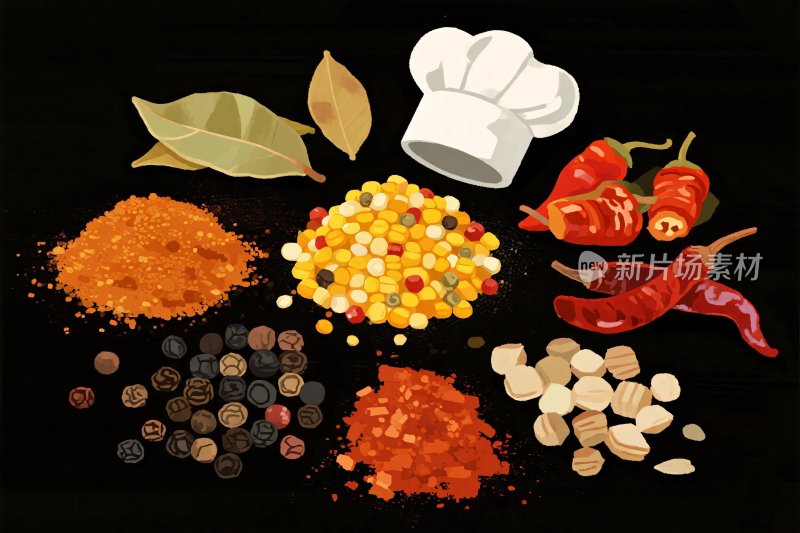 香料厨师帽插画