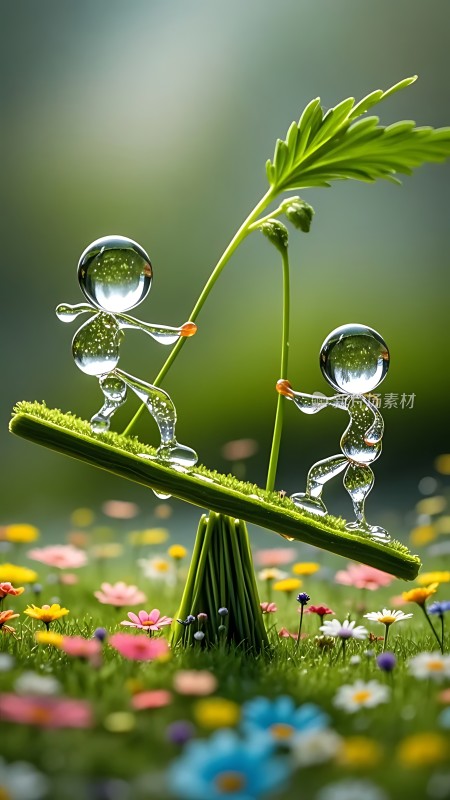 水滴小人荡秋千