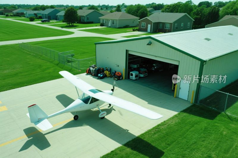 小型飞机与机库场景