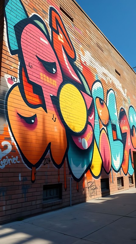 街头艺术墙绘色彩斑斓的字母涂鸦
