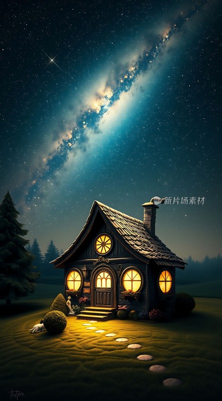 星空下的温馨小屋