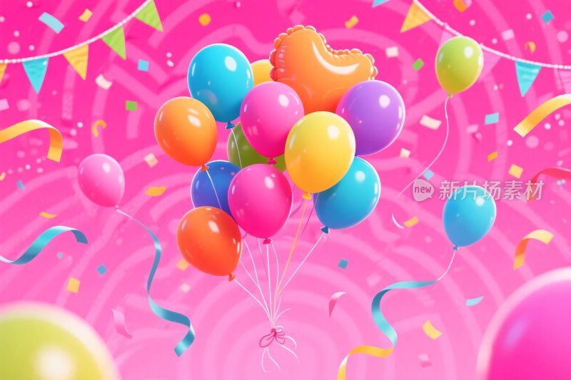 彩色气球庆祝插画