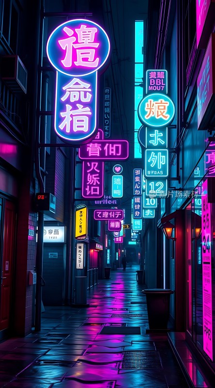 霓虹灯下的繁华街道
