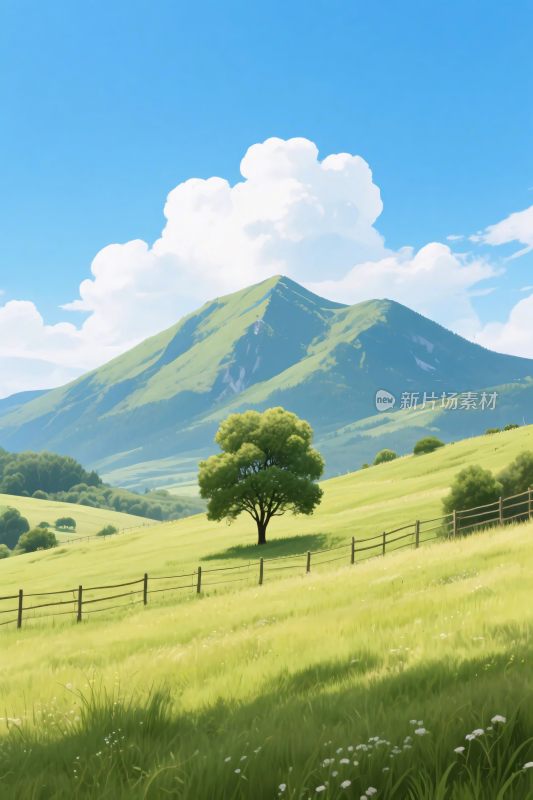 田园山水风景插画