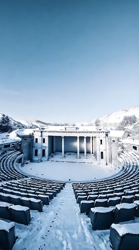 雪地中的古希腊剧场