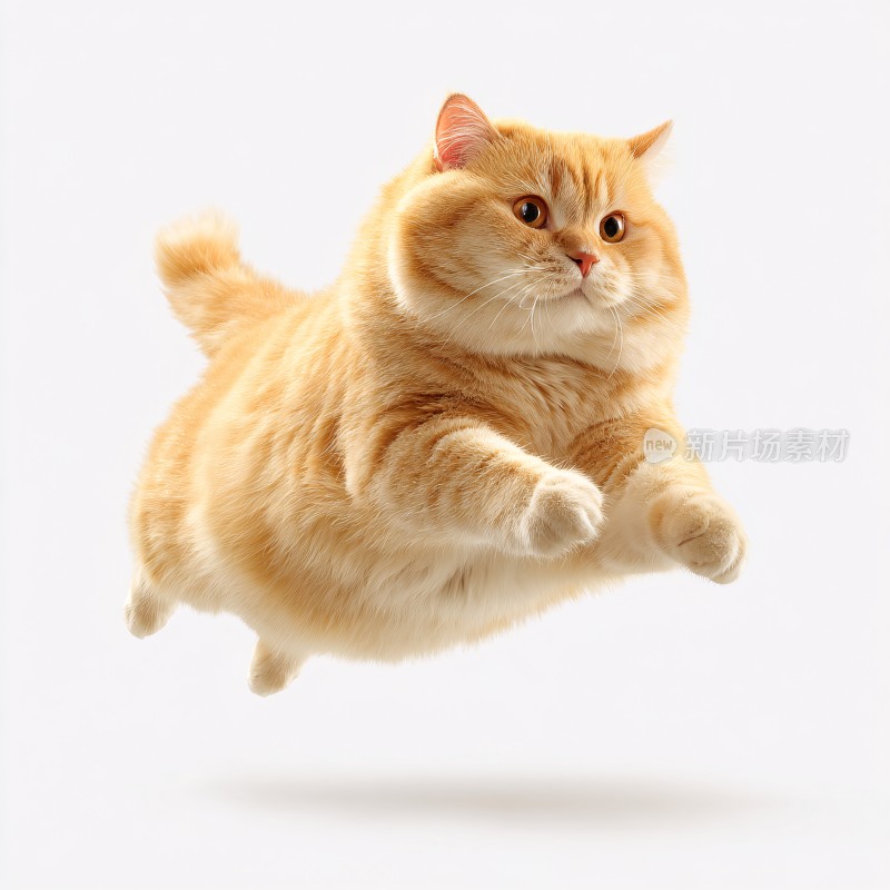 跳跃的橘色胖猫咪