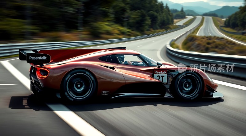 红色赛车疾驰在公路上