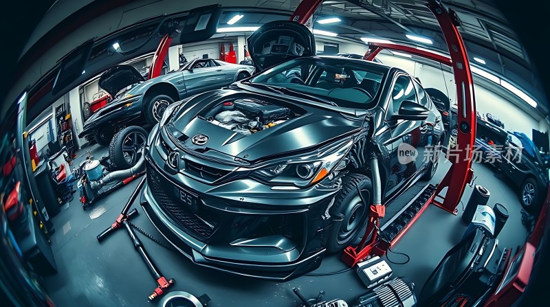 机械车间里的赛车维修