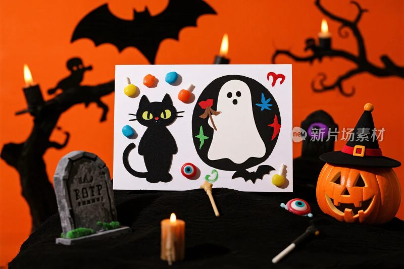 万圣节卡通场景插画