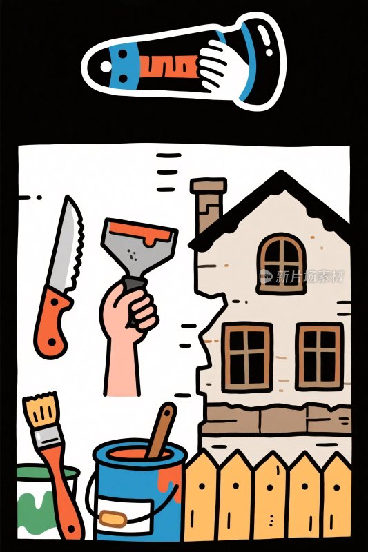房屋维修工具插画