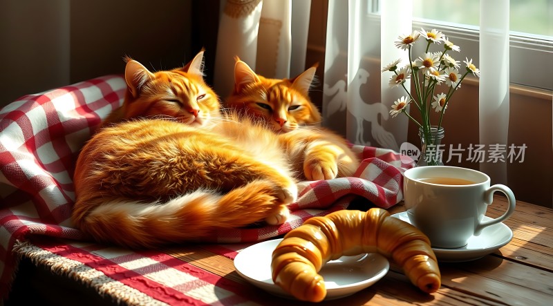 阳光下的橘猫慵懒时光