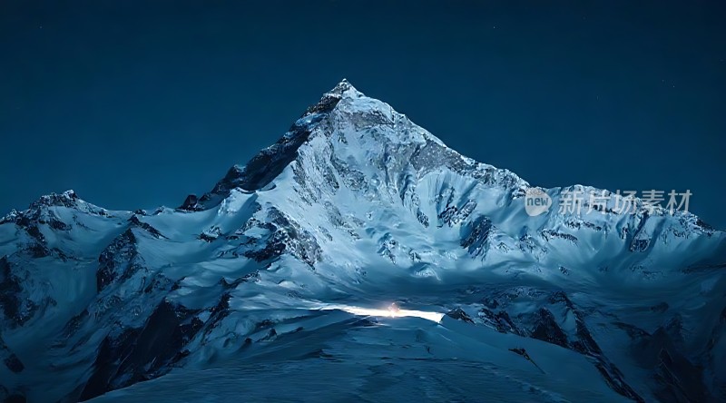 雪域雄峰夜幕下的璀璨之光